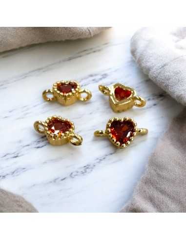 Connettore punto luce cuore placcato oro 5x9mm 1pz Gioie d'Oriente