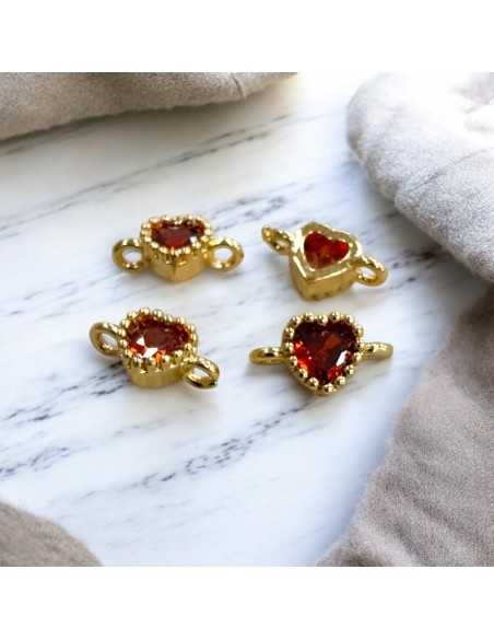 Connettore punto luce cuore placcato oro 5x9mm 1pz Gioie d'Oriente