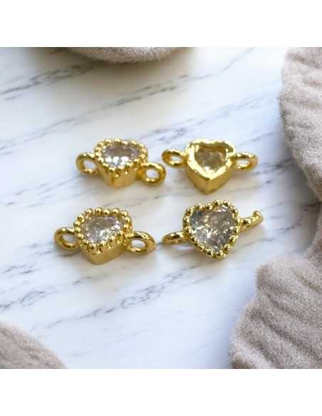Connettore punto luce cuore placcato oro 5x9mm 1pz Gioie d'Oriente