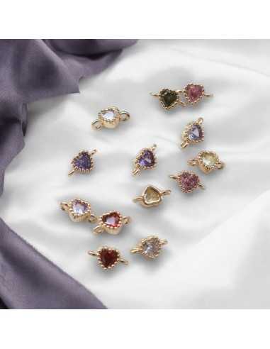 Connettore punto luce cuore placcato oro 5x9mm 1pz