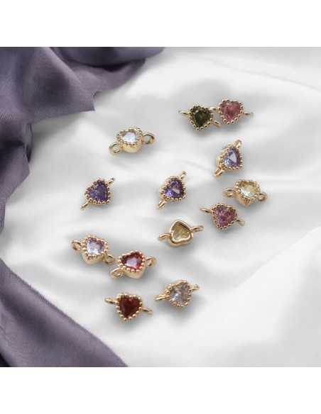 Connettore punto luce cuore placcato oro 5x9mm 1pz Gioie d'Oriente