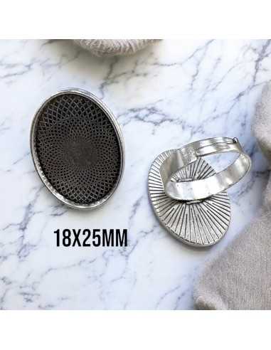 Anello regolabile per cammeo cabochon 18x25mm in metallo | GDO