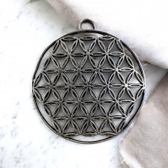 Ciondolo Fiore della vita rotondo in metallo argento 44 mm 1pz Gioie d'Oriente