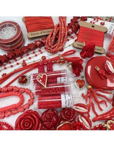 perline fili e catene color rosso ciliegia per bigiotteria fai da te - GDO