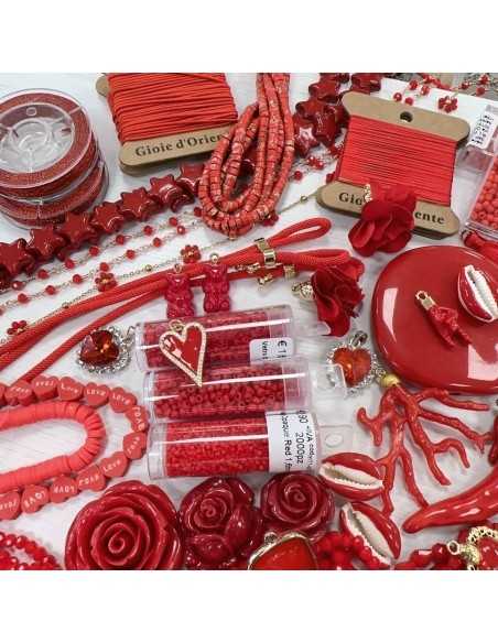 perline fili e catene color rosso ciliegia per bigiotteria fai da te - GDO