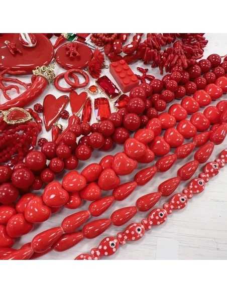 cristalli ceramiche e perle in resina color rosso ciliegia per bigiotteria fai da te - GDO