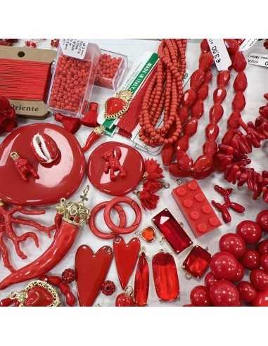 ciondoli piastre e chiusure color rosso ciliegia per bigiotteria fai da te - GDO