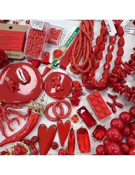 ciondoli piastre e chiusure color rosso ciliegia per bigiotteria fai da te - GDO