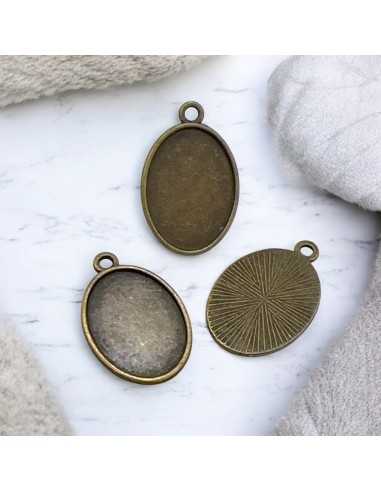 Base per Cabochon ovale in metallo bronzo interno 18x25mm - esterno 20x35mm 2pz | GDO