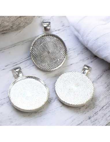 Pendenti per cabochon in metallo 20mm esterno 21,5x28mm colori vari 2pz Gioie d'Oriente