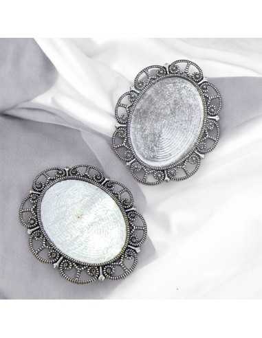 Base cabochon pendente argento 30x40mm interno 46x56mm esterno 1pz | GDO