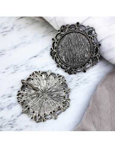 Base cabochon pendente argento 25mm interno 39mm esterno 1pz | GDO