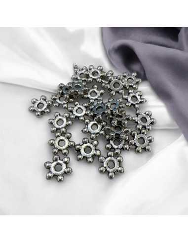 Distanziatore fiore piatto 8mm in metallo argento 25pz | GDO