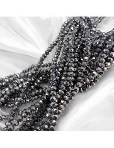 Filo Mezzi Cristalli Argento Rodio Rondelle 2x3mm Sfaccettati 160pz |GDO