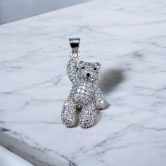 Ciondolo orsetto in ottone con zircone e strass 14.5x32mm 1pz Gioie d'Oriente 2