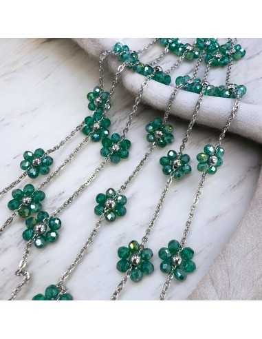 Catena con Fiori margherita Verde AB distanziati 25mm in Acciaio 50cm | GDO