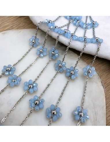 Catena con Fiori margherita Celeste distanziati 25mm in Acciaio 50cm | GDO