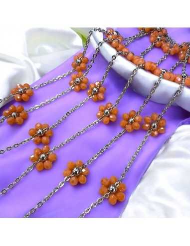 Catena con Fiori margherita Arancione distanziati 25mm in Acciaio 50cm | GDO