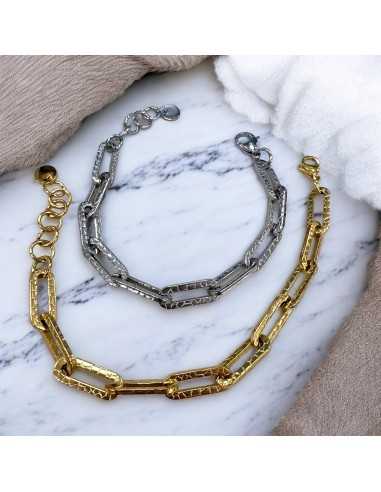 Bracciale in acciaio maglia rettangolare a fantasia zebrata 18+4cm | GDO