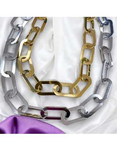 Collana in acciaio con maglia rettangolare piatta liscia 42.5+6cm | GDO