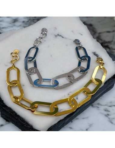 Bracciale in acciaio con maglia rettangolare piatta liscia 19+3cm | GDO