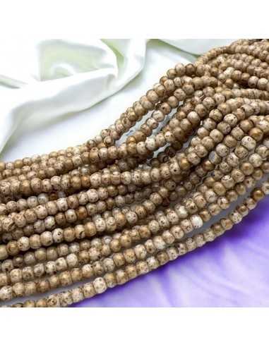 Filo di Perline di vetro a rondella beige marmorizzato 3x4mm 135pz |GDO
