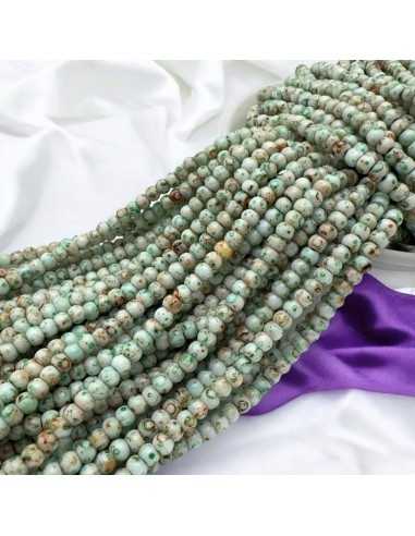 Filo di Perline di vetro a rondella acquamarina marmorizzato 3x4mm 135pz |GDO
