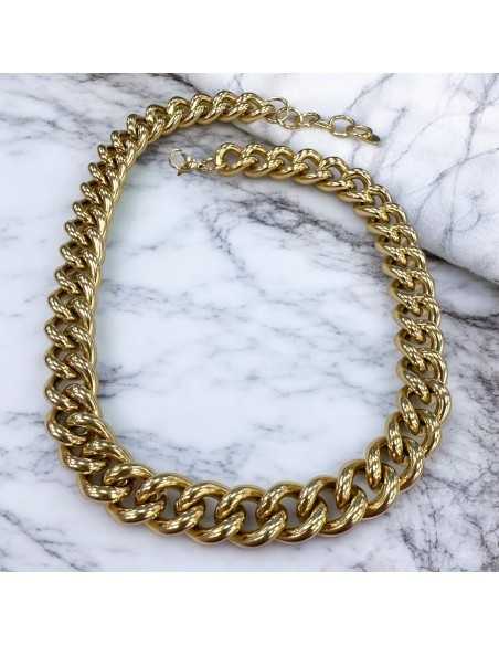 Collana in acciaio oro con maglia groumette liscia 48+5cm | GDO