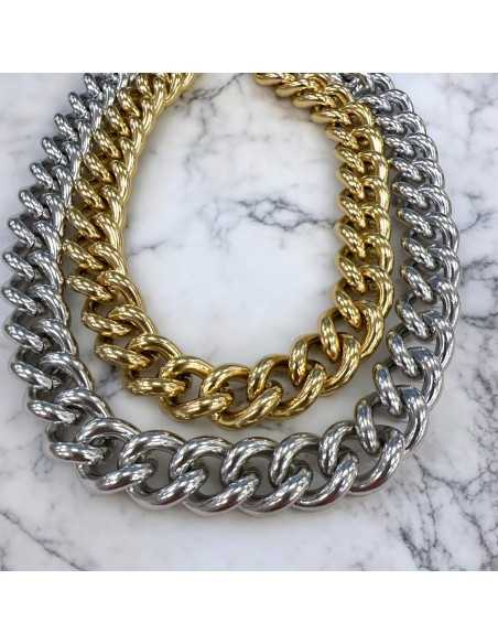 Collana in acciaio con maglia groumette liscia 48+5cm | GDO