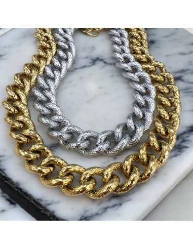Collana in acciaio con maglia groumette zigrinata 42+5cm | GDO