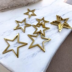 Ciondoli stella a 5 punte in acciaio dorato 14 17 21 mm 3pz Gioie d'Oriente