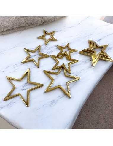 Ciondoli stella a 5 punte in acciaio dorato 14 17 21 mm 3pz Gioie d'Oriente