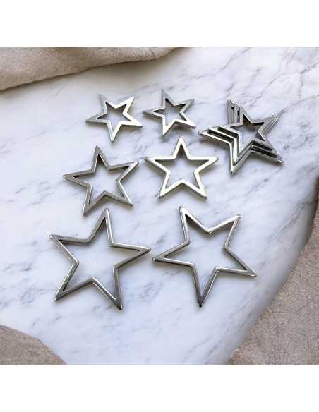 Ciondoli stella a 5 punte in acciaio inox 14mm 17mm 21mm 3pz Gioie d'Oriente