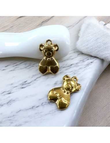Ciondolo orsetto 3D in acciaio inox variante oro 10x17 mm Gioie d'Oriente