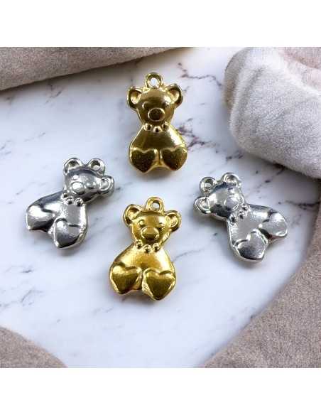 Ciondolo orsetto 3D in acciaio inox 10x17 mm 1pz Gioie d'Oriente