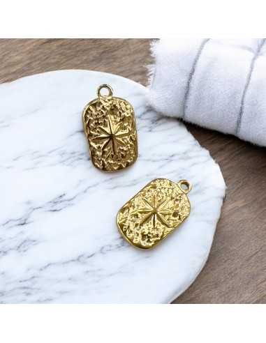 Ciondolo dog tag con stella in acciaio inox variante oro 10x18 mm Gioie d'Oriente
