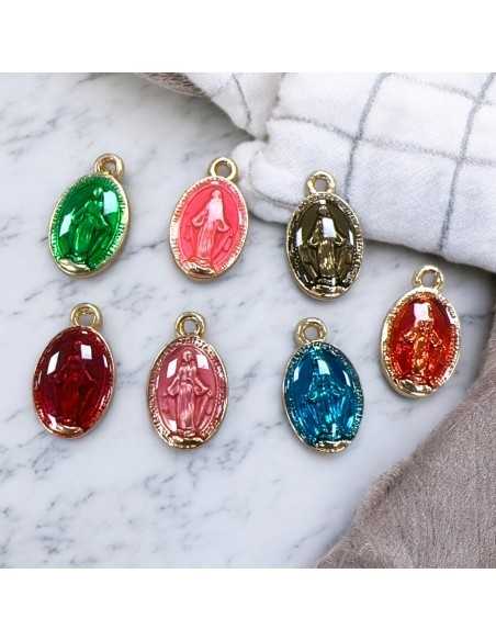 Ciondolo madonnina smaltato base oro 14.5x8.5mm 2pz | Gioie d'Oriente