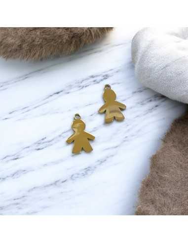 Ciondolo bimbo in acciaio inox lucido variante oro 11x15 e 13x15 mm Gioie d'Oriente