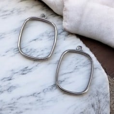 Ciondolo rettangolare vuoto in acciaio inox 23x30 mm 1pz Gioie d'Oriente 2