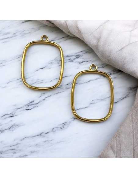Ciondolo rettangolare vuoto in acciaio inox variante oro 23x30 mm Gioie d'Oriente