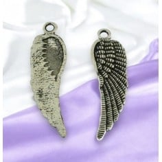 Ciondoli ali in metallo argento 48 x 14 mm 2pz Gioie d'Oriente