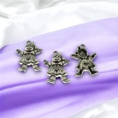 Ciondoli charms bambine in metallo argento 24x17mm 3pz Gioie d'Oriente