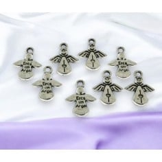 Charms angelo con incisione Eres un Ángel metallo argento 16x13mm 8pz Gioie d'Oriente