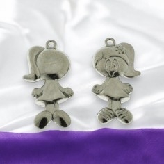 Charms bambine in lega di metallo argento 40x20mm 2pz Gioie d'Oriente