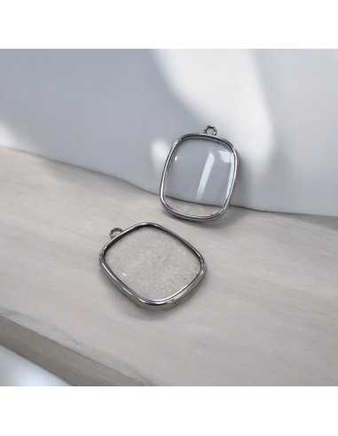 Ciondolo piastra in acciaio resina trasparente 22x30mm 1pz | GDO
