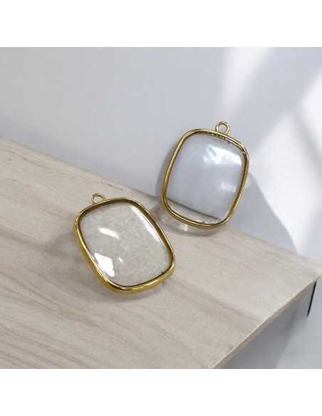 Ciondolo piastra in acciaio resina trasparente 22x30mm 1pz | GDO