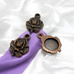 Ciondoli rosa in metallo color rame 20x14mm 3pz Gioie d'Oriente