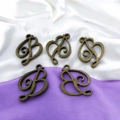 Ciondoli lettera B in metallo color rame 18x16mm 5pz Gioie d'Oriente