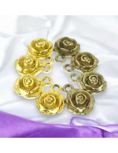 Ciondoli rose oro/oro scuro in metallo 17x13 mm set 4 pezzi|GDO