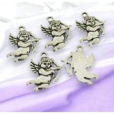 Ciondoli angelo con arco in metallo argento 22x16mm 5pz Gioie d'Oriente